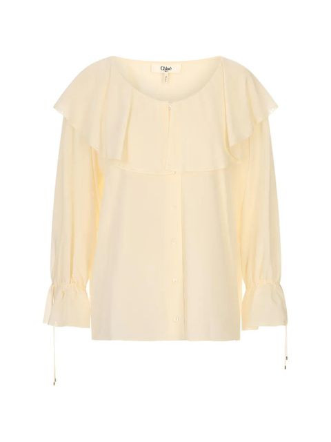 Chloé ruffled lace-trim blouse - Neutrals - zdjęcie produktu nr 1