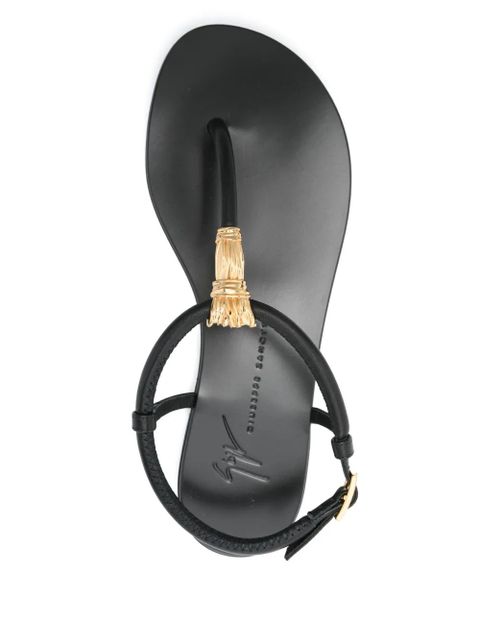 Giuseppe Zanotti Tie flat leather sandals - Black
