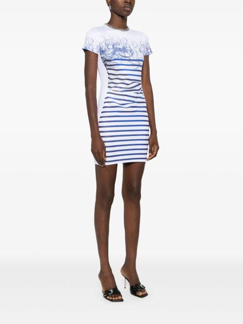 Jean Paul Gaultier striped-print mini dress - White