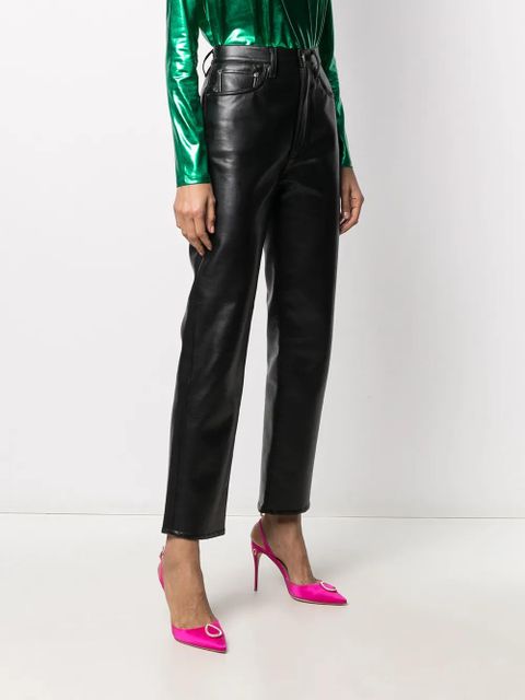 AGOLDE high-waisted leather trousers - Black