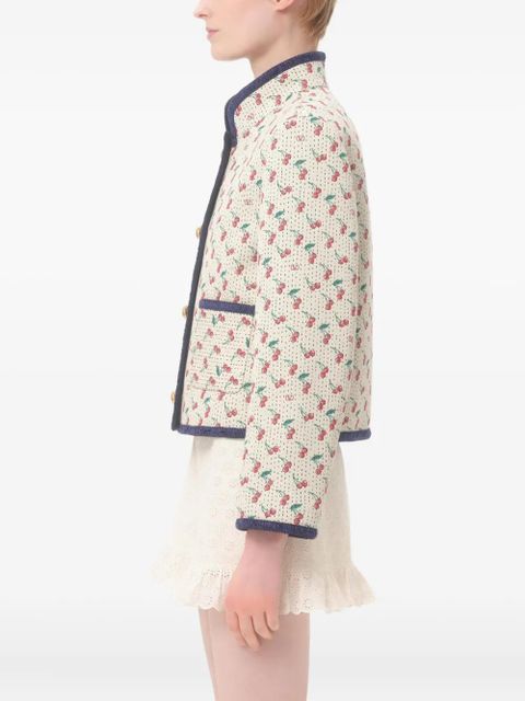 Valentino Garavani Cherrific-jacquard padded caban jacket - Neutrals