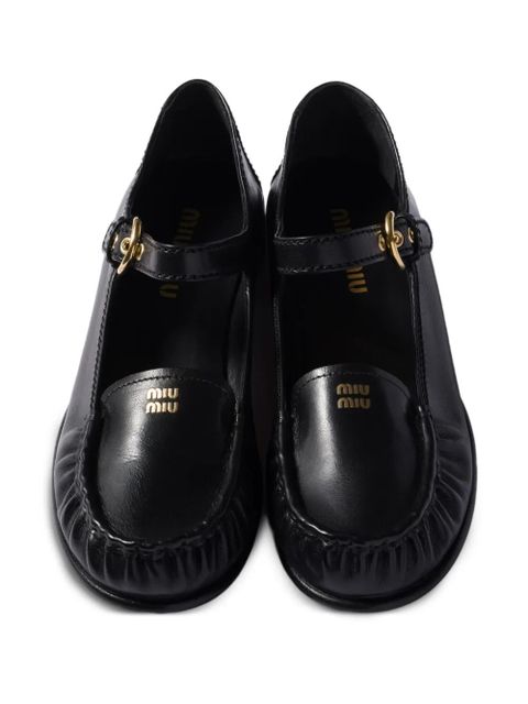 Miu Miu strap-detail loafers - Black