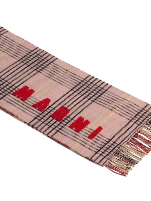 Marni intarsia-knit logo scarf - Pink