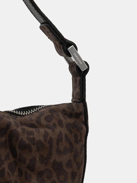 AllSaints torebka zamszowa HALFMOON kolor brązowy W357XD