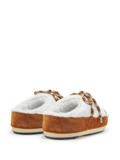 Moon Boot faux-shearling lace-up mules - White