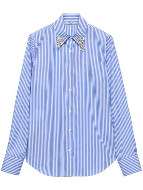 Prada embroidered stripe shirt - Blue