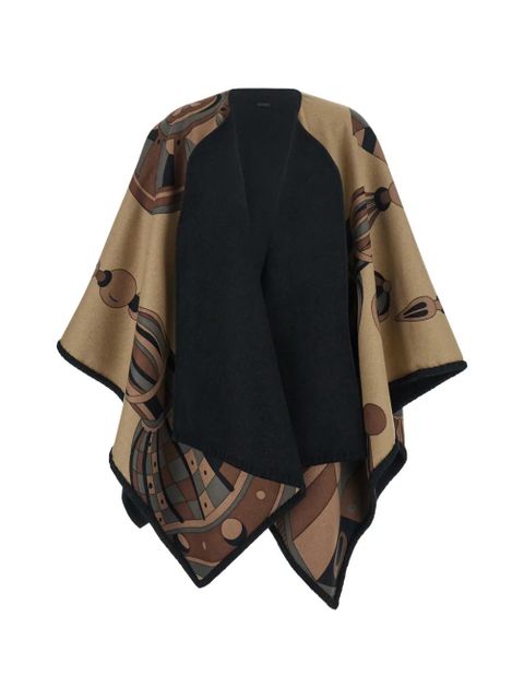 Ferragamo geometric-print cape - Black