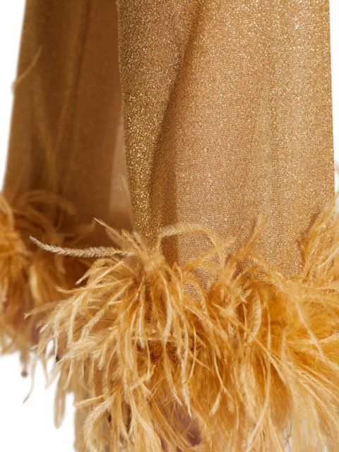 Oséree feather-trim trousers - Gold