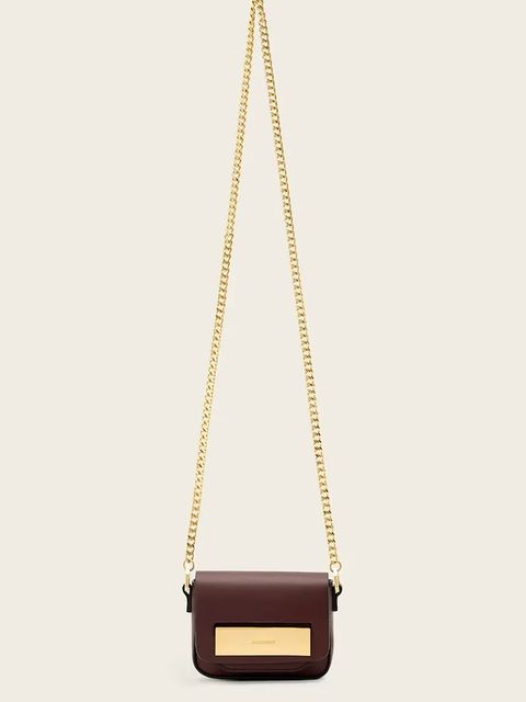 AllSaints torebka skórzana ETTA kolor bordowy W340XD - zdjęcie produktu nr 1