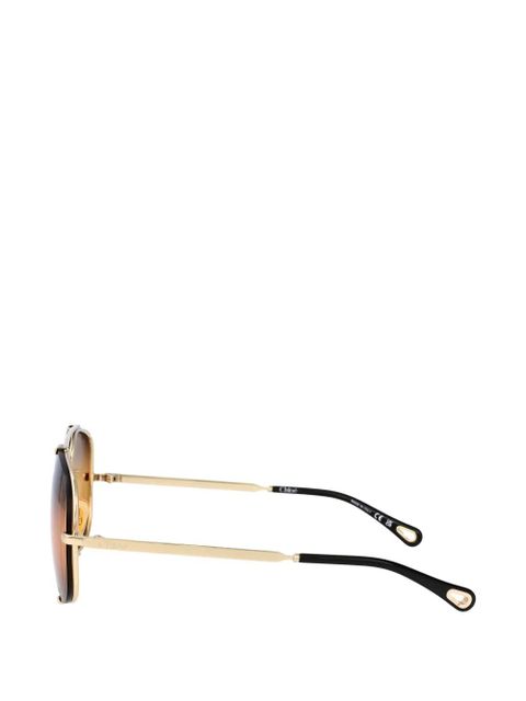 Chloé Eyewear Ivy double-bridge pilot-frame sunglasses - Gold