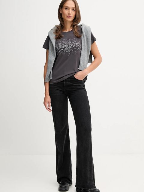 Pepe Jeans t-shirt bawełniany damski kolor szary PL5000026