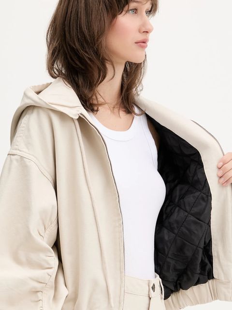 Rotate kurtka bawełniana kolor beżowy przejściowa oversize 1142831763