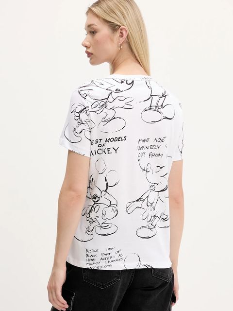 Desigual t-shirt bawełniany MICKEY SKETCH damski kolor biały 25WWTK03 - zdjęcie produktu nr 2