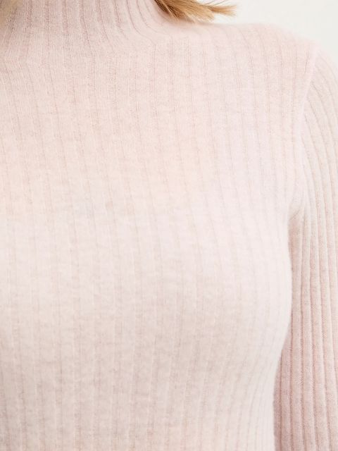 BOSS Orange sweter z dodatkiem wełny kolor różowy lekki z półgolfem 50549391