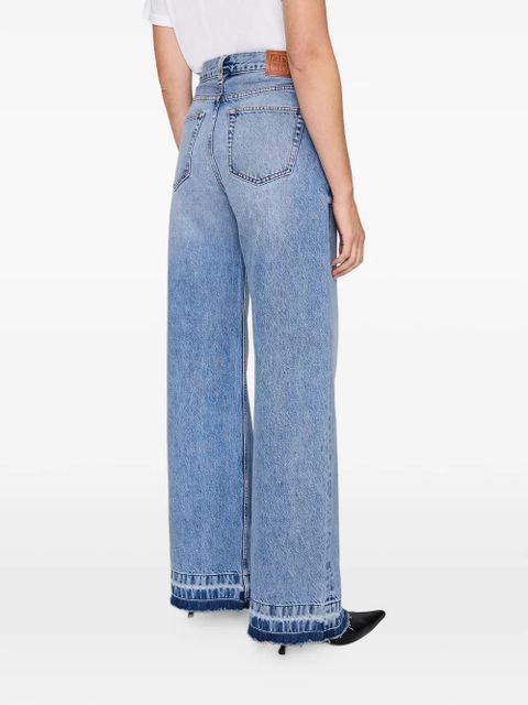 ANINE BING Lewis frayed wide-leg jeans - Blue