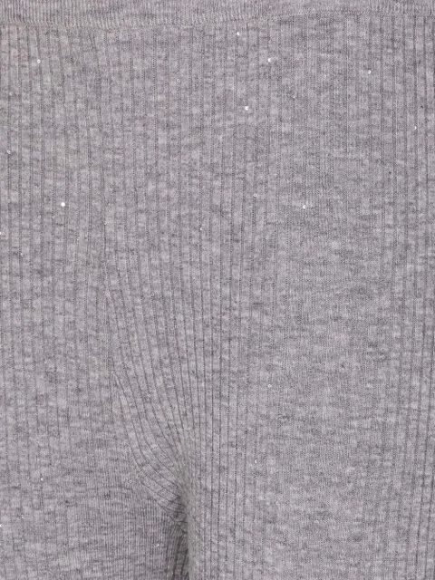 PINKO crystal-embellished ribbed trousers - Grey