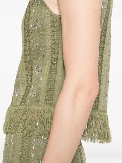 Maje fringed floral top - Green