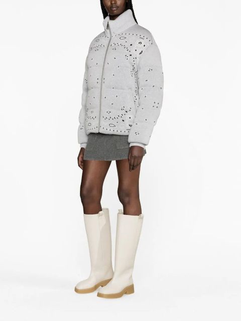 Alanui bandana-print zip-up down jacket - Grey
