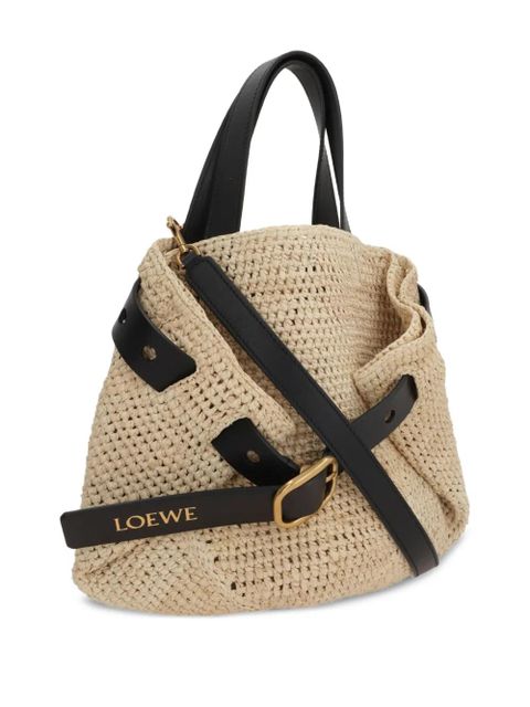 LOEWE mini Punch Hole rafia-crochet cross body bag - Neutrals