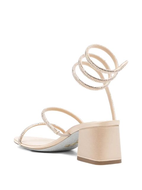 René Caovilla Cleo embellished spiral-strap sandals - Neutrals