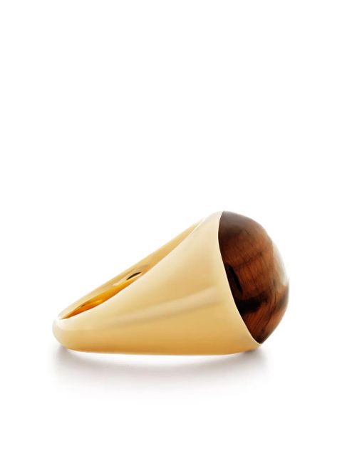 Monica Vinader Kate Young tiger-eye signet band ring - Gold