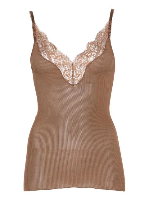 Saint Laurent lace-panel V-neck top - Brown - zdjęcie produktu nr 1