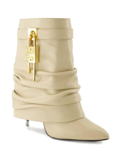 Givenchy 90mm Shark Lock Stiletto leather boots - Neutrals