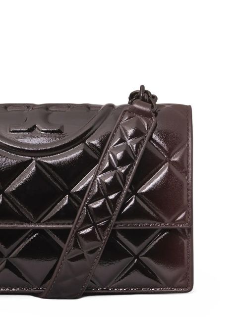 Tory Burch small Fleming quilted patent shoulder bag - Brown