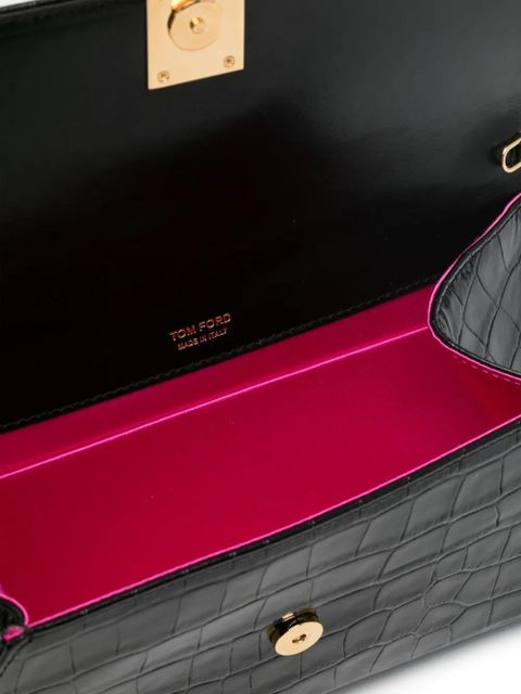 TOM FORD croc-embossed leather shouder bag - Black