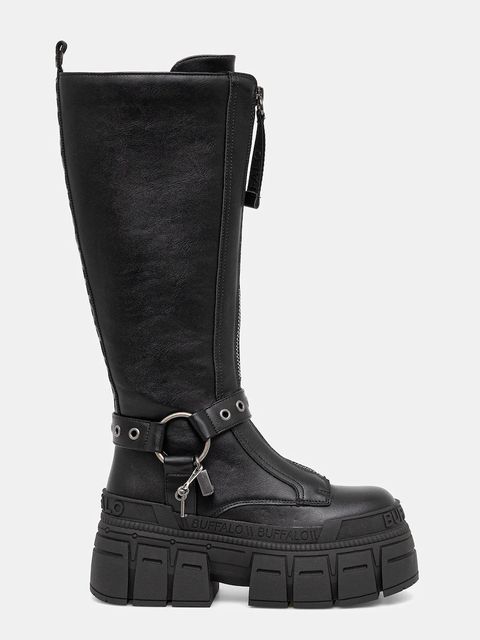 Buffalo kozaki Gospher Biker Hi kolor czarny na platformie 1270131-BLK