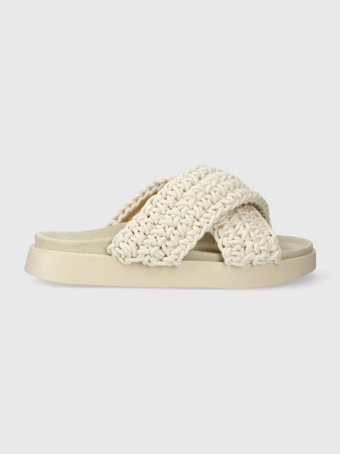 Inuikii klapki Woven damskie kolor biały na platformie 70104-105