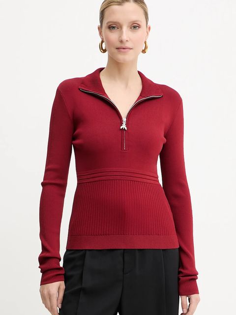 Patrizia Pepe sweter damski kolor czerwony z półgolfem 8K0323 K274 - zdjęcie produktu nr 1