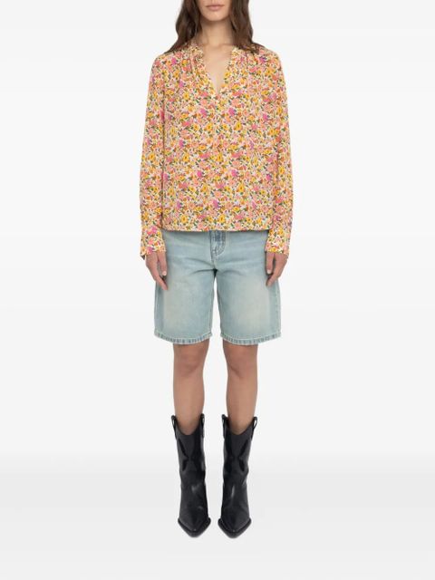 Zadig&Voltaire Tink floral-print V-neck tunic top - Yellow - zdjęcie produktu nr 2