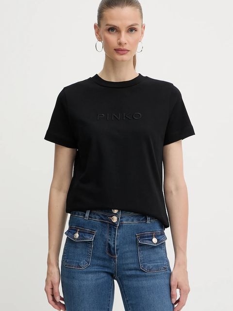 Pinko t-shirt bawełniany damski kolor czarny 101752 A2RD - zdjęcie produktu nr 1