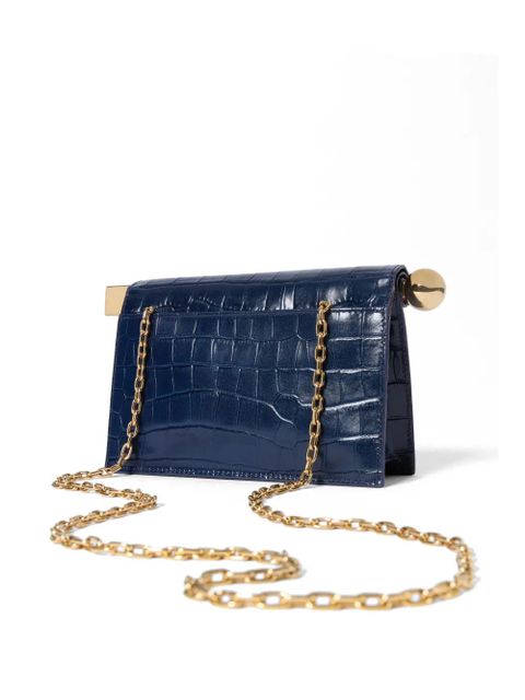 Jacquemus small Rond Carré croc-effect clutch bag - Blue