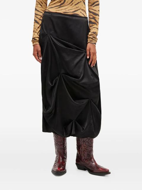 GANNI floral-pattern draped mini skirt - Black