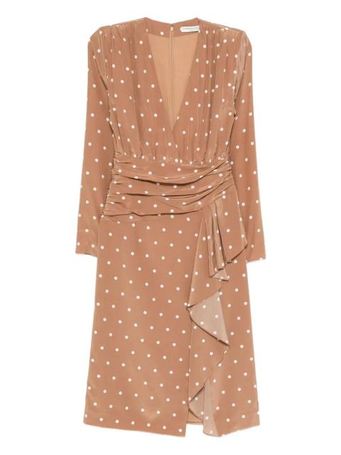 Alessandra Rich polka dot-print midi dress - Brown - zdjęcie produktu nr 1