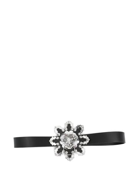 Blumarine flower-embellishment leather belt - Black - zdjęcie produktu nr 1