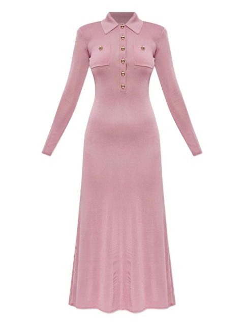 Self-Portrait polo-neck button-front dress - Pink - zdjęcie produktu nr 1