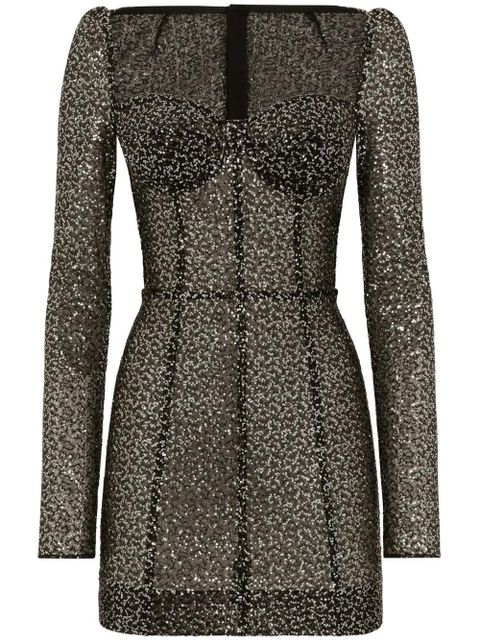 Dolce & Gabbana sequin-embellished bustier minidress - Black - zdjęcie produktu nr 1