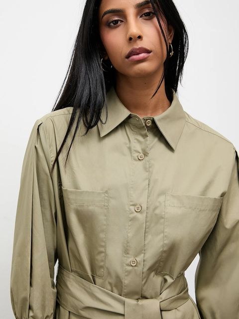 Answear.LAB sukienka bawełniana kolor zielony maxi prosta