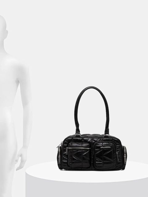 Karl Lagerfeld torebka skórzana K/KUILT kolor czarny B1W30089