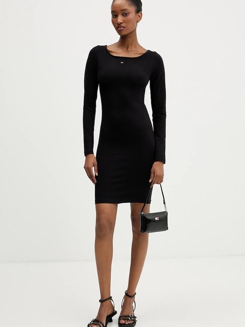Tommy Jeans sukienka kolor czarny mini dopasowana DW0DW21493