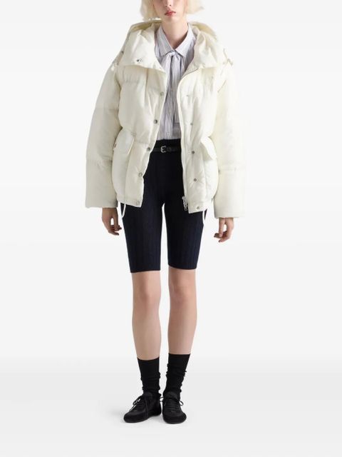 Prada hooded patch-pocket down jacket - White