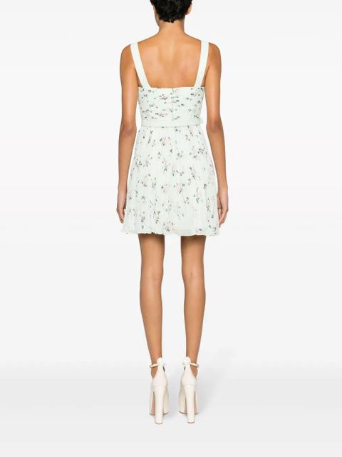 Self-Portrait floral chiffon minidress - Green