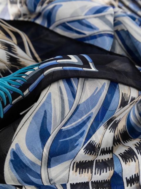 Ferragamo flower-print silk scarf - Blue