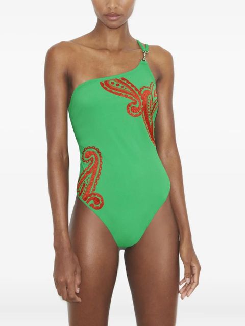 Tory Burch one-shoulder swimsuit - Green