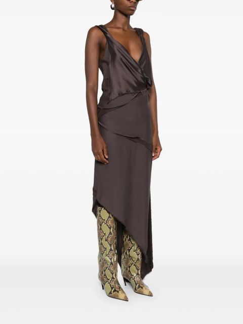 The Attico twist-detailing midi dress - Brown