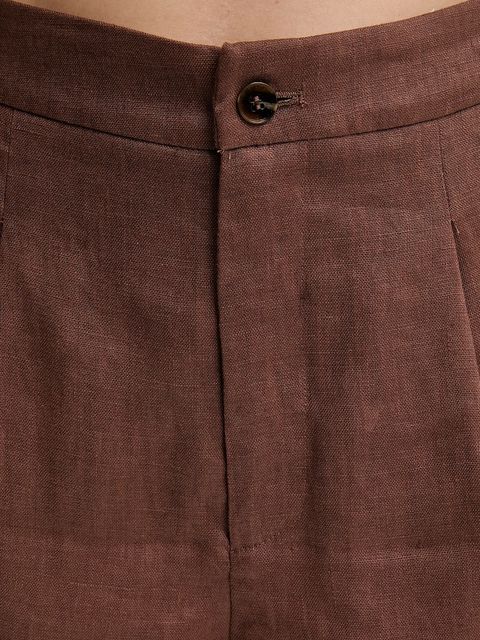 Answear.LAB szorty lniane damskie kolor brązowy gładkie high waist