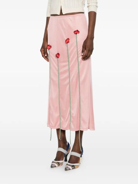 Moschino floral-appliqué midi skirt - Pink